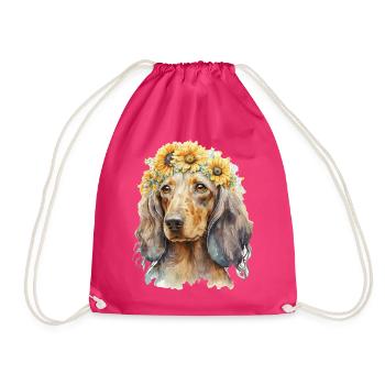 Mignon teckel Tournesol Dog Breed Pet Puppy - Sac de sport léger - fuchsia - Devant
