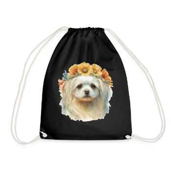 Mignon chiot de race de chien de tournesol maltais chiot - Sac de sport léger - noir - Devant