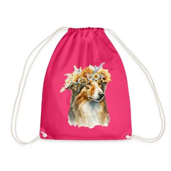 Aquarelle Collie Sunflower Dog Breed Pet Puppy - Sac de sport léger - fuchsia - Devant