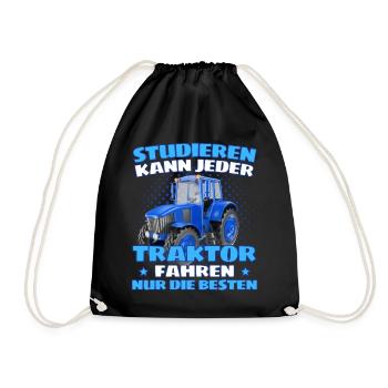 Lustiger Traktor Spruch Landwirt oder Bauer - Turnbeutel - Schwarz - Vorne