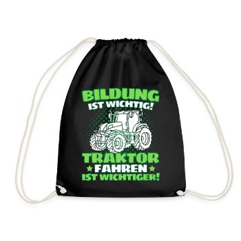Lustiger Traktor Spruch Landwirt oder Bauer - Turnbeutel - Schwarz - Vorne