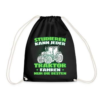 Lustiger Traktor Spruch Landwirt oder Bauer - Turnbeutel - Schwarz - Vorne