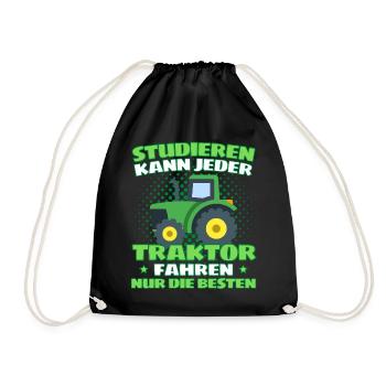 Lustiger Traktor Spruch Landwirt oder Bauer - Turnbeutel - Schwarz - Vorne