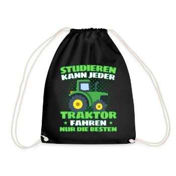 Lustiger Traktor Spruch Landwirt oder Bauer - Turnbeutel - Schwarz - Vorne