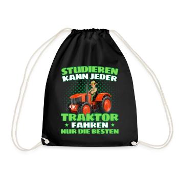 Lustiger Traktor Spruch Landwirt oder Bauer - Turnbeutel - Schwarz - Vorne
