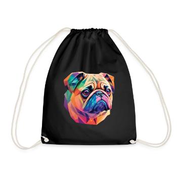 Mops Hund Polygon Kunst Geometrische Pug Hunde - Turnbeutel - Schwarz - Vorne