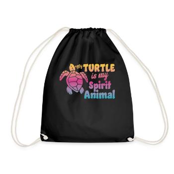 Sea Turtle Tortoise Watercolor My - Drawstring Bag - black - Front