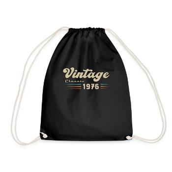 1976 Birthday Vintage Classic - Drawstring Bag - black - Front
