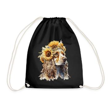 Mignon anglais cocker épagneul tournesol chien race pe - Sac de sport léger - noir - Devant