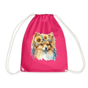 Cute Pomeranian Pom Spitz Sunflower Dog Breed Pet - Turnbeutel - Fuchsia - Vorne