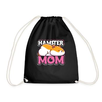 Hamster Mom Golden Hamster Dwarf Hamster European Hamster - Drawstring Bag - black - Front