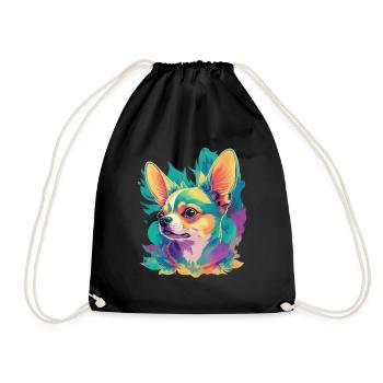 Chihuahua Hund Hunde Design Haustier Hundeliebe - Turnbeutel - Schwarz - Vorne