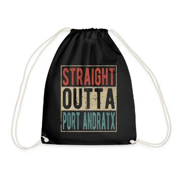 Straight Outta Port Andratx Spruch - Turnbeutel - Schwarz - Vorne