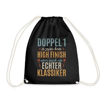 Doppel 1 Kein High Finish Aber Klassiker Dart - Turnbeutel - Schwarz - Vorne