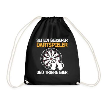 Bier Und Dart Kneipen Dartspieler Dartverein - Turnbeutel - Schwarz - Vorne