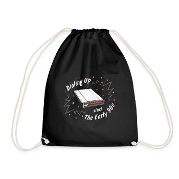 90s Nostalgia Retro 90s Dial-up - Drawstring Bag - black - Front