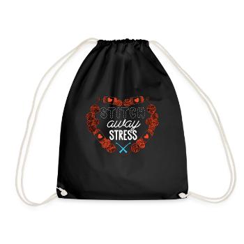 Crocheting Stitch Away Stress Crafting Needlework - Drawstring Bag - black - Front