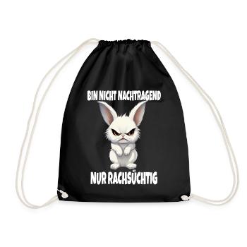 Nicht Nachtragend - Rachsüchtig Hase Kaninchen - Turnbeutel - Schwarz - Vorne