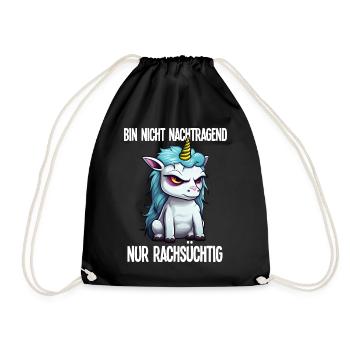 Einhorn Spruch Nicht Nachtragend Nur Rachsüchtig - Turnbeutel - Schwarz - Vorne