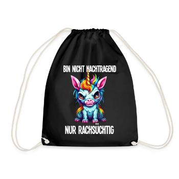 Nicht Nachtragend - Rachsüchtig Buntes Einhorn - Turnbeutel - Schwarz - Vorne