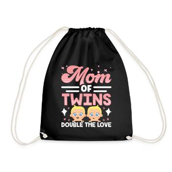 Mother of Twins Double Love Twin - Drawstring Bag - black - Front