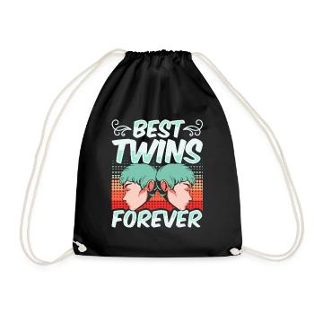 Best Twins Forever Humor Twin Funny - Drawstring Bag - black - Front