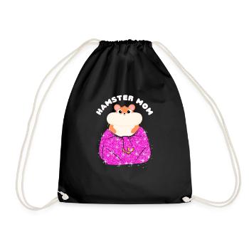 Hamster Mom Dwarf Hamster European Hamster Golden Hamster - Drawstring Bag - black - Front