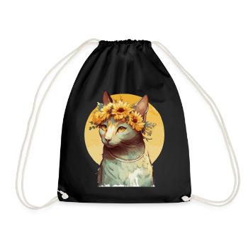 Mignon Manx Sunflower Cat Race Pet Kitten - Sac de sport léger - noir - Devant