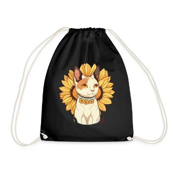 Cute Japanese Bobtail Sunflower Cat Breed Pet Kitt - Turnbeutel - Schwarz - Vorne