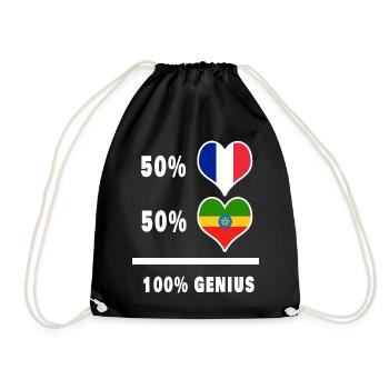 100% awesome flag of Ethiopia and France - Drawstring Bag - black - Front