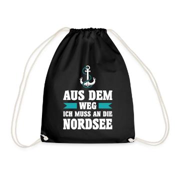 Nordsee Meer Anker Urlaub Norden See Geschenk - Turnbeutel - Schwarz - Vorne