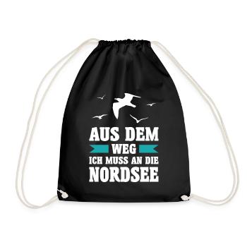 Nordsee Meer Möwe Möwen Urlaub Norden See Geschenk - Turnbeutel - Schwarz - Vorne