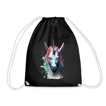 Evil Unicorn Head Unicorn Lover Gift - Drawstring Bag - black - Front