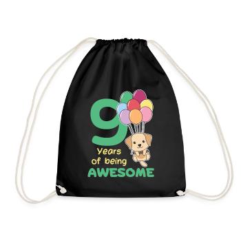 Labrador for the 9th birthday children nine years old - Drawstring Bag - black - Front