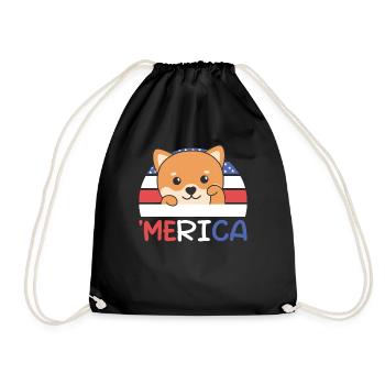 4. Juli amerikanischer Shiba Inu USA 'Merica - Turnbeutel - Schwarz - Vorne