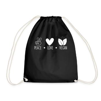 Veganer Peace Love Vegan - Drawstring Bag - black - Front