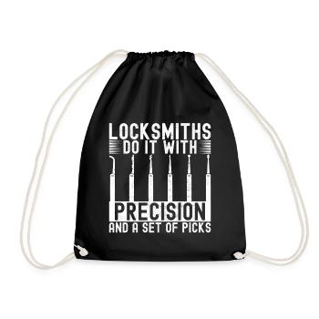 Schlüsseldienst Locksmith Dietrich - Turnbeutel - Schwarz - Vorne