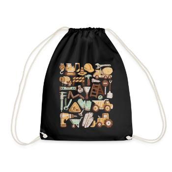Pelle de chantier Ouvrier de la construction Casque de grue Outil - Sac de sport léger - noir - Devant