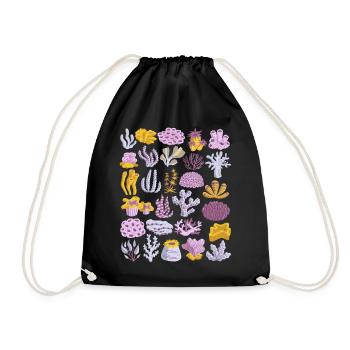 Coral Doodle Coral Reef Sea Water Reef - Drawstring Bag - black - Front
