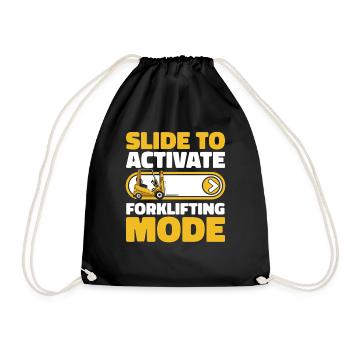 Slide To Activate Forklifting Mode Forklift - Drawstring Bag - black - Front
