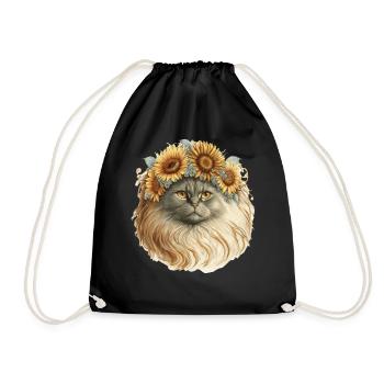Watercolor Persian Sunflower Cat Breed Pet Kitten - Turnbeutel - Schwarz - Vorne