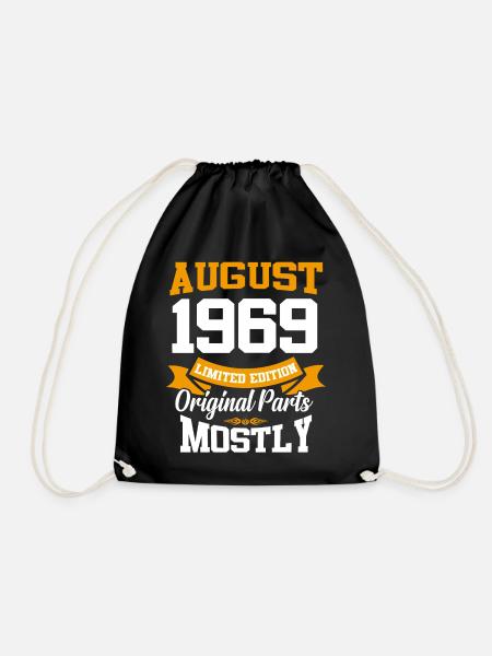 August 1969 Vintage Geburtstag Geschenk - Turnbeutel - Schwarz