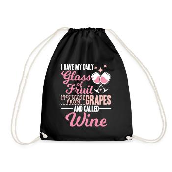 I have my daily fruit and it's called wine - Drawstring Bag - black - Front