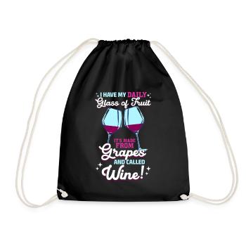 I have my daily fruit and it's called wine - Drawstring Bag - black - Front
