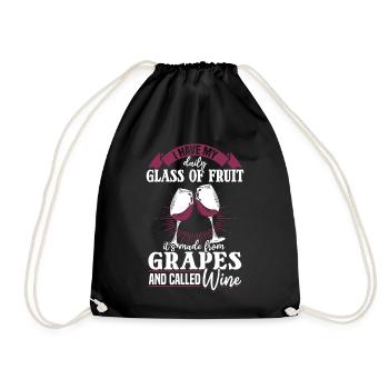 I have my daily fruit and it's called wine - Drawstring Bag - black - Front