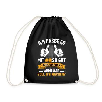 48 Geburtstag 48 Jahre 48 Lebensjahr 48 Lebenalter - Turnbeutel - Schwarz - Vorne
