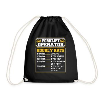 Forklift Operator Hourly Rate Telehandler - Drawstring Bag - black - Front