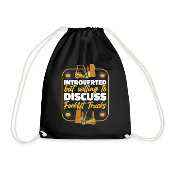 Introverted But Willing To Discuss Forklift Trucks - Drawstring Bag - black - Front