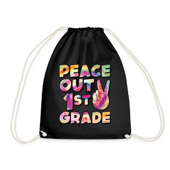 Peace Out 1. Klasse Letzter Schultag - Turnbeutel - Schwarz - Vorne