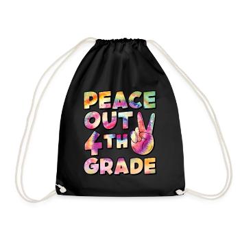 Peace Out 1. Klasse Letzter Schultag - Turnbeutel - Schwarz - Vorne